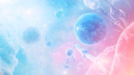 Poster - A vibrant, abstract depiction of microscopic structures in space.