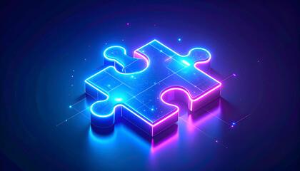 Aufkleber - Glowing Neon Puzzle Piece A Missing Piece of the Solution