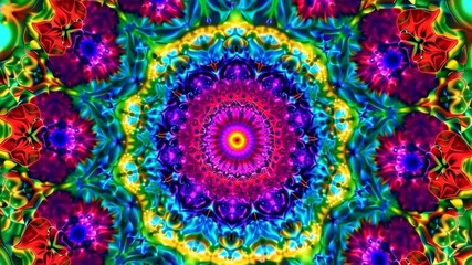 Poster - Vibrant kaleidoscope pattern featuring swirling rainbow colors, psychedelic design