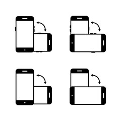 Fototapete - Auto rotate mobile phone icon set in trendy style. Smartphone rotation sign symbol