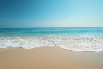 Wall Mural - Beautiful seamless timelapse view of tranquil beach under clear blue sky and gentle waves, beautiful view on the beach  seamless ing timelapse virtual Photo Background