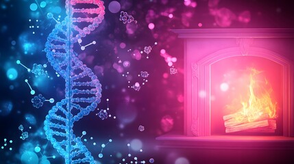 Poster - Abstract illustration of dna and fireplace.