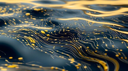 Poster - Abstract design with gold lines on a dark surface.