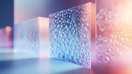 Poster - Close-up view of multifaceted translucent squares.