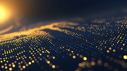 Poster - Abstract digital landscape with glowing particles.