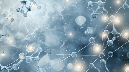 Poster - Frozen molecular structure design in a pale blue background.