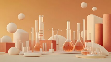 Poster - Abstract display of laboratory equipment in soft colors.