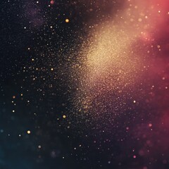 Wall Mural - Abstract, glittering, golden particles on a dark background with soft color gradients