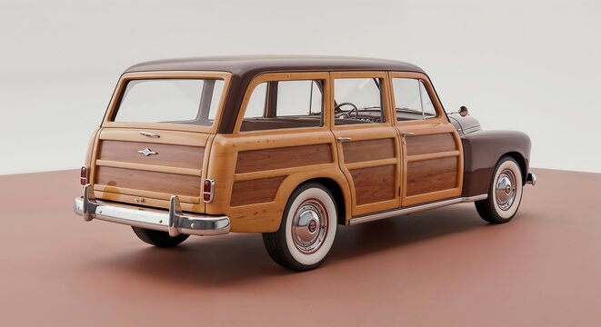 Vintage Charm Detailed Miniature Car Model of a Classic Woodie Wagon