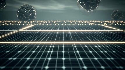 Poster - Futuristic network grid extending into the sky.