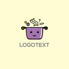 Coding Cooking Pot logo vector design