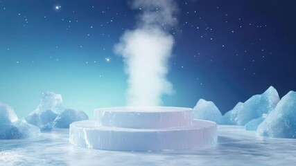 Poster - Ethereal Ice Landscapes with Glowing Light in a Frosty Winter Wonderland Scene 4k video footage
