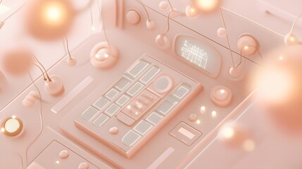 Poster - Pastel-colored technological instrument panel.