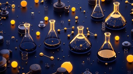 Poster - Abstract science laboratory still life, digitally rendered.