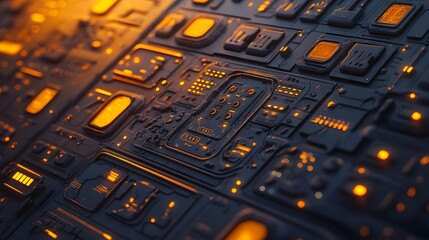 Poster - Close-up view of intricate, futuristic circuit board.