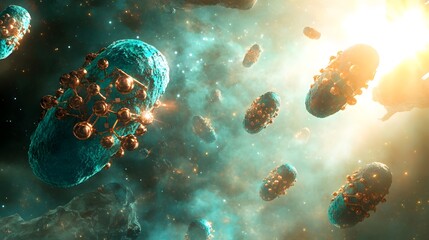 Poster - Celestial microorganisms in a cosmic nebula.