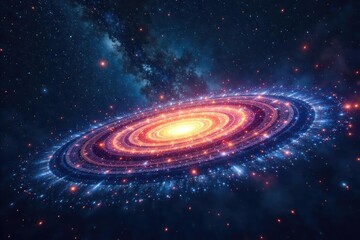 Wall Mural - a celestial scene depicting a swirling galaxy resembling a calendar month, stars forming constellati