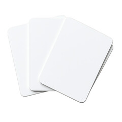 three blank square cards isolated on transparent background