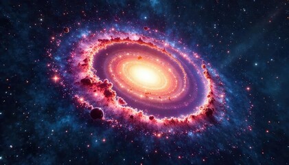 Wall Mural - stunning telescopic image of a spiral galaxy, swirling arms of gas and dust, distant stars, cosmic w