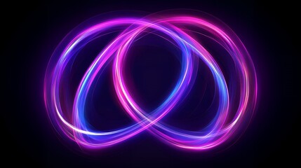 Poster - Abstract Neon Light Swirls Pink and Blue Glowing Energy Circles Background