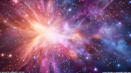 artistic rendering of a vibrant nebula with stars and colorful cosmic dust in deep outer space