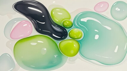 Wall Mural - abstract bubbles wallpaper design with black, green, pink, and teal colors