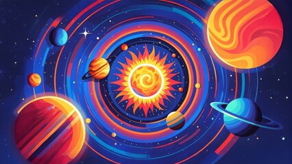 Wall Mural - Colorful Solar System Artwork 4K Wallpaper
