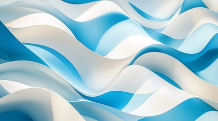 Fototapete - Abstract blue and white flowing curves creating a dynamic visual effect