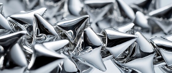 Fototapete - Monochromatic Metallic Geometry: An Abstract Composition of Silvered Forms