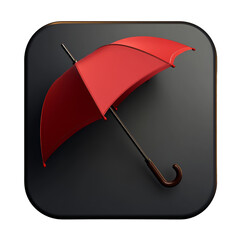 Poster - Bold Red Umbrella Icon on a Sleek Black Background for Modern Design