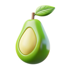 Poster - Stylized Avocado Render with Leaf, Ideal for Design Concepts and Illustration