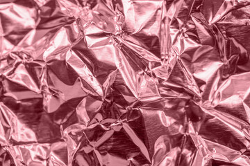 Wall Mural - luxury shiny metallic rose gold foil crumpled texture background
