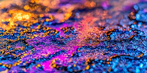 Poster - Abstract texture with iridescent liquid drops displaying vibrant gradients