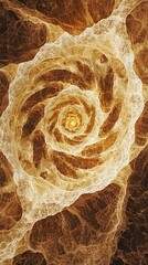 Poster - Abstract Vortex of Earth Tones: A Swirling Fractal Pattern for Visual Depth