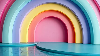 Canvas Print - pastel rainbow arch backdrop - dreamy studio setup