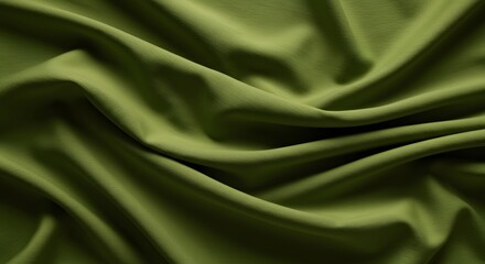Poster - Wrinkled olive green fabric texture