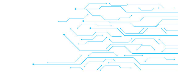 Poster - Vector digital technology circuits blue lines abstract technology geometric background