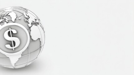 Poster - Dollar sign on top of a globe symbolizing global currency valuation and international financial connectivity concept