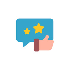 Poster - User feedback concept with stars in communication and positive hand symbol