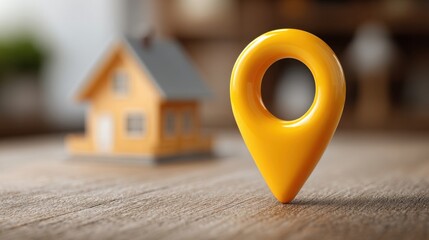 Poster - charming house with a yellow marker indicating regional price control and strategic urban developmen