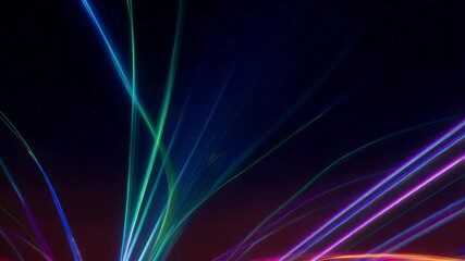Poster - Abstract streaks of colorful light forming data highway or future city transport moving at high speed against a dark background