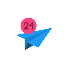 Poster - Digital communication alert with blue paper airplane and notification mark