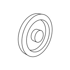 Poster - The outline of a large astrological sun symbol is made with black lines. 3D view of the object in perspective. Vector illustration on white background