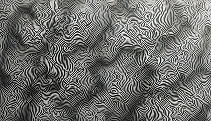 Aufkleber - Black and White Abstract Topographic Pattern of Lines and Concentric Circles resembling Fingerprints or Topography.