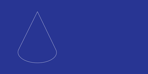Poster - The outline of a large cone made of white lines on the left. 3D view of the object in perspective. Vector illustration on indigo background