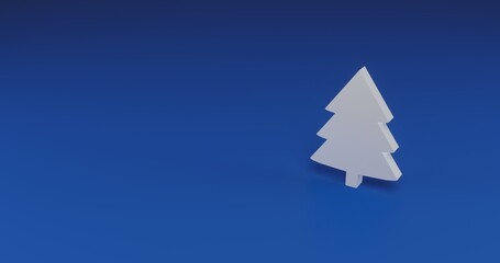 Poster - Isolated realistic white fir-tree symbol with shadow. Located on the right side of the scene. 3d illustration on transparent background