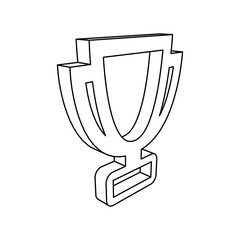 Poster - The outline of a large trophy symbol is made with black lines. 3D view of the object in perspective. Vector illustration on white background