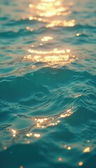 Poster - Sea surface glistening in sunlight with rippling water and sparkling reflections creating a serene aquatic scene