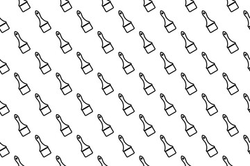 Poster - Seamless pattern completely filled with outlines of paint brush symbols. Elements are evenly spaced. Illustration on transparent background