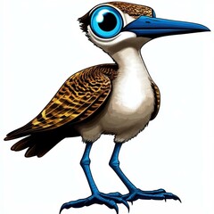 Poster - Cartoon bird with large blue eyes and a pointed beak standing in a cheerful posture